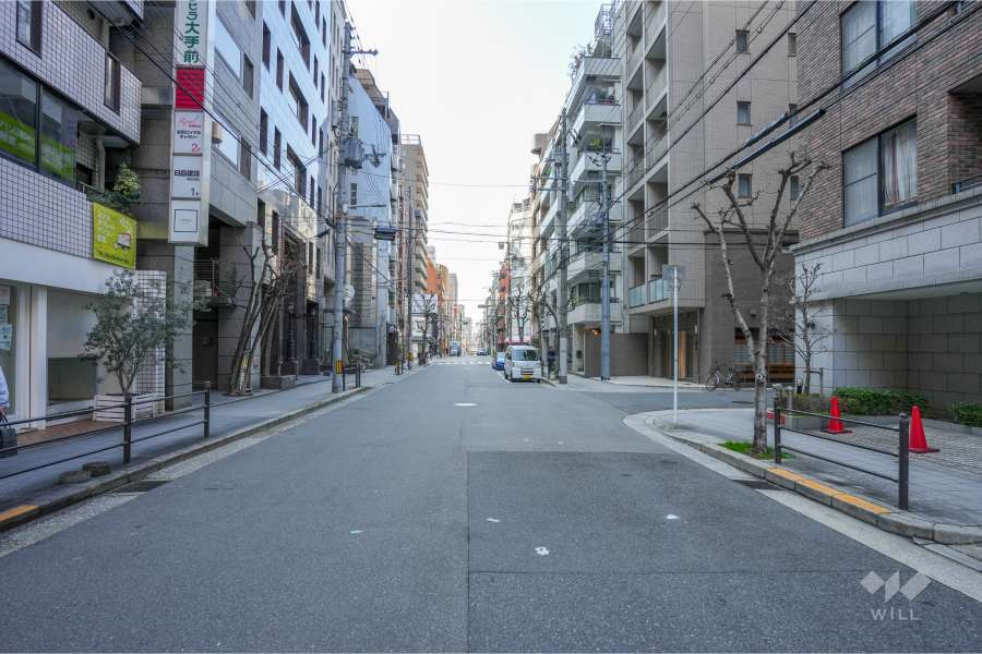 敷地南西側の前面道路（南東側から）