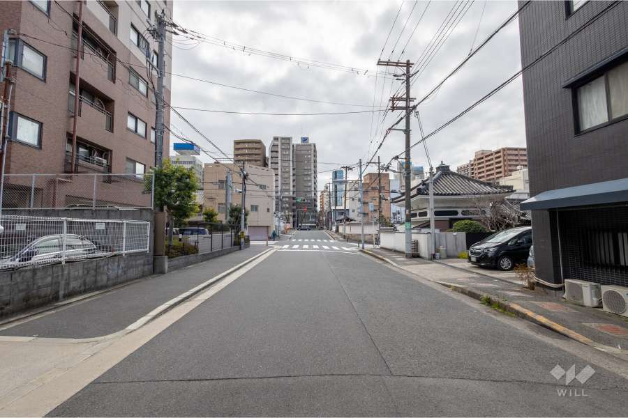 敷地北西側の前面道路（北東側から）