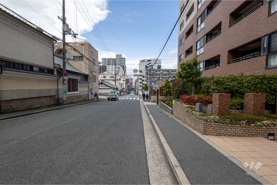 敷地南西側の前面道路（南東側から）