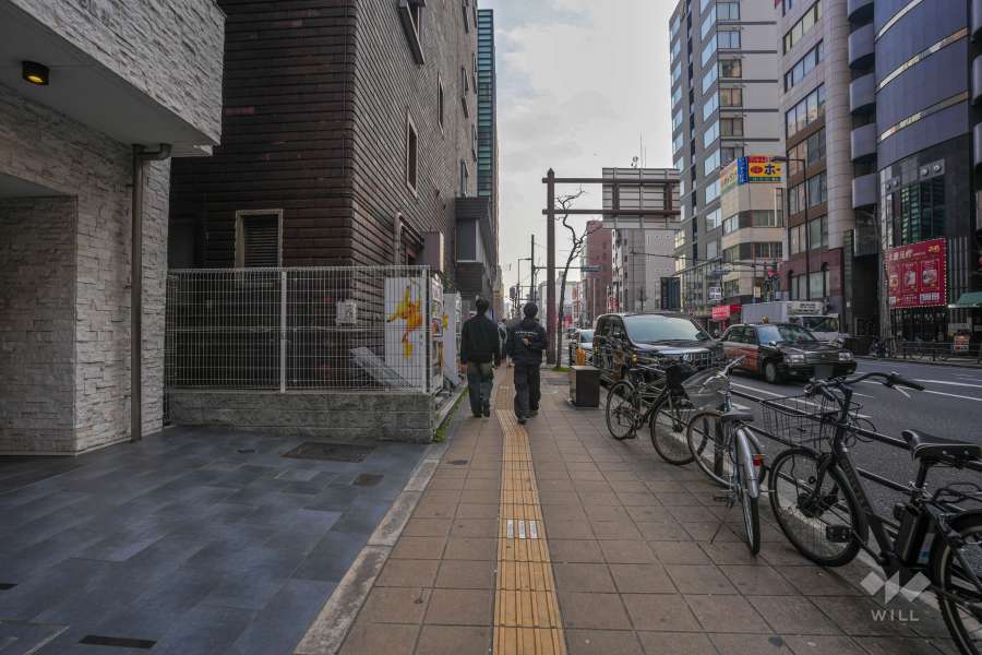 敷地西側の前面道路（北側から）