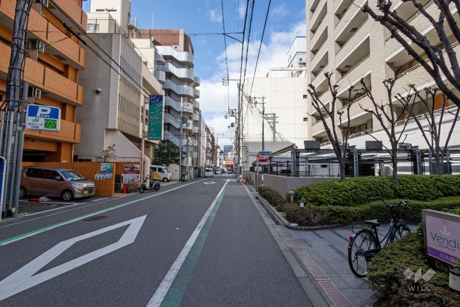 敷地の南側前面道路（東側から）