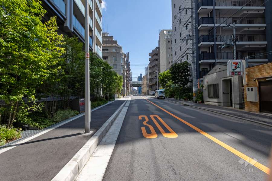 敷地の西側前面道路（北側から）