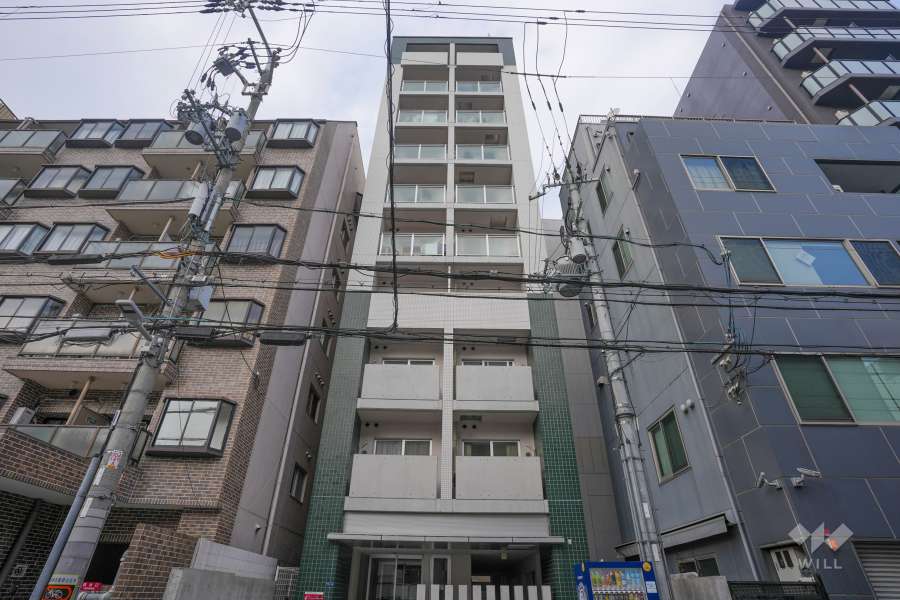 エイペックス東心斎橋1の外観（南側から）