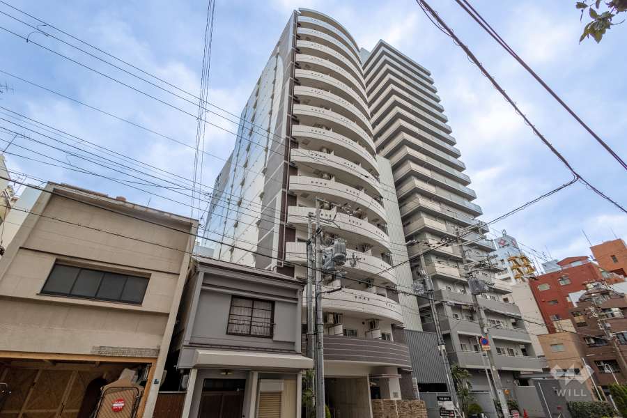 エステムコート難波EASTレオルガの外観（北東側から）