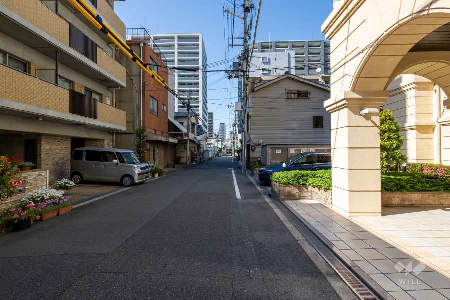 敷地の東側前面道路（南側から）