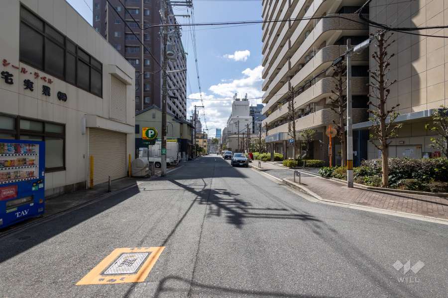 敷地東側の前面道路（北側から）