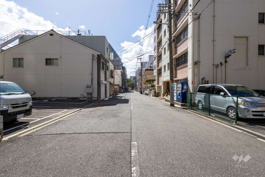 敷地西側の前面道路（北側から）