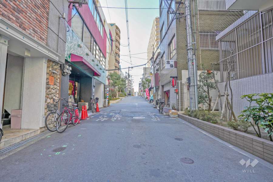 敷地の南側前面道路（東側から）