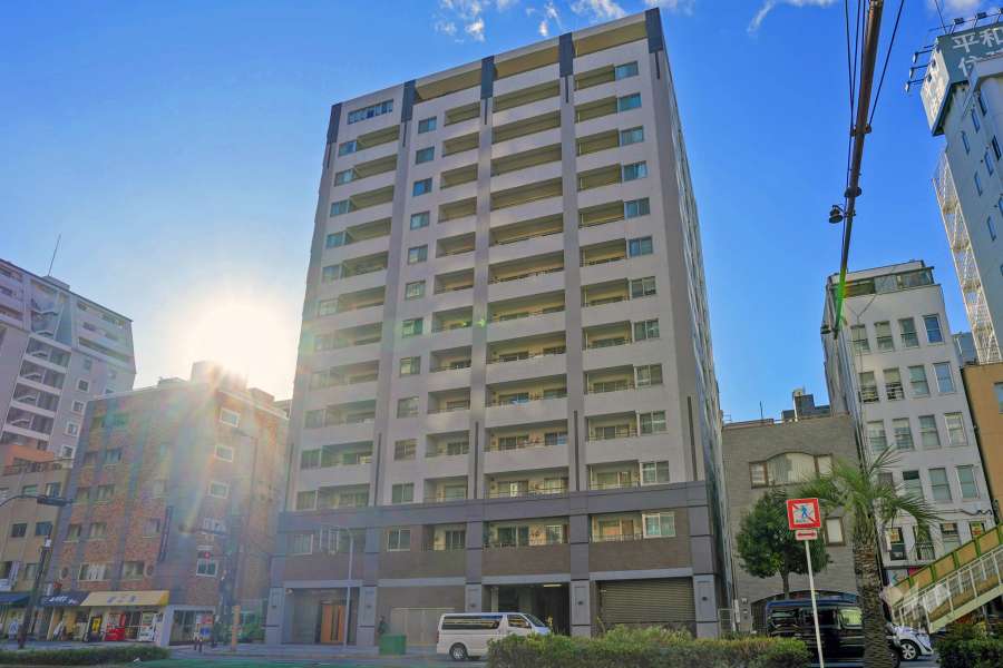 グランアッシュ谷町エクスコードの外観（北東側から）