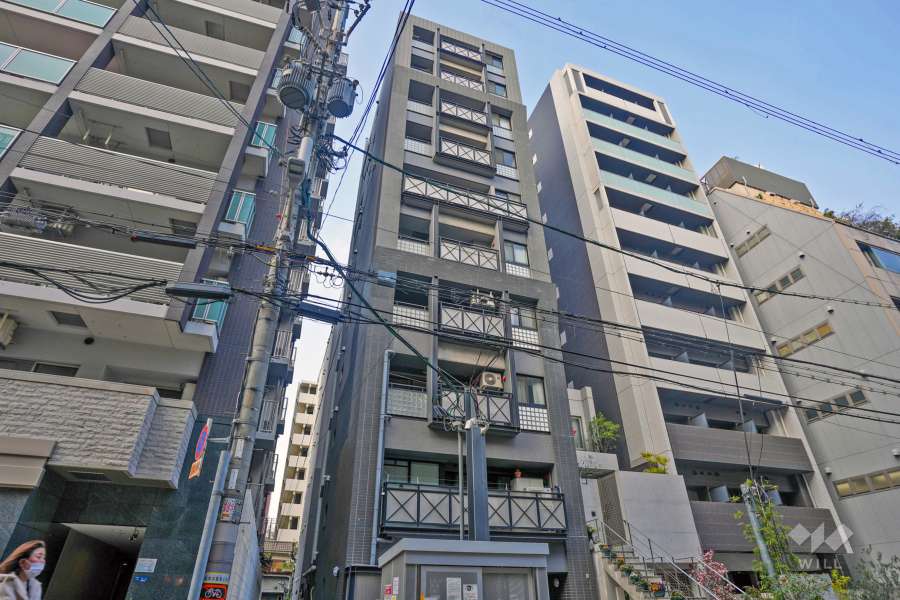 グランドシーズ心斎橋東の外観（南西側から）