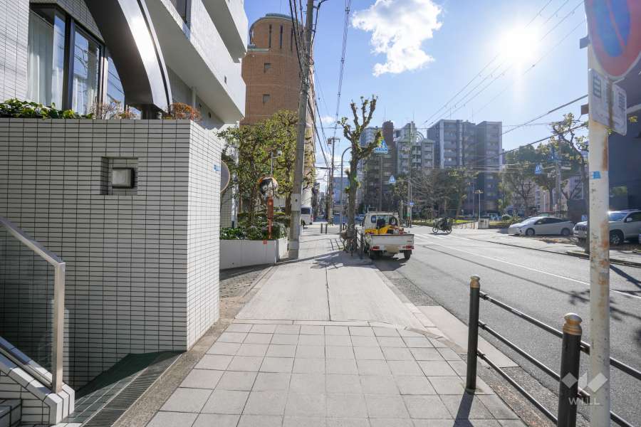 敷地西側の前面道路（北側から）