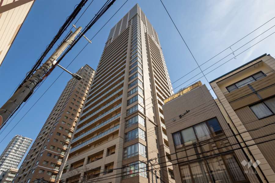 グランドメゾン上町台ザタワーの外観（北西側から）