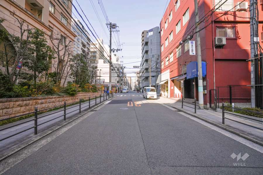 敷地東側の前面道路（南側から）