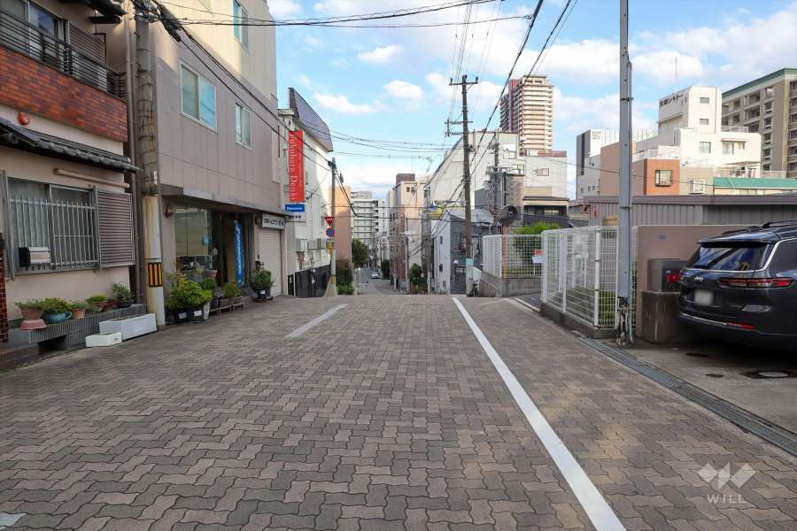 敷地北側の前面道路（西側から）