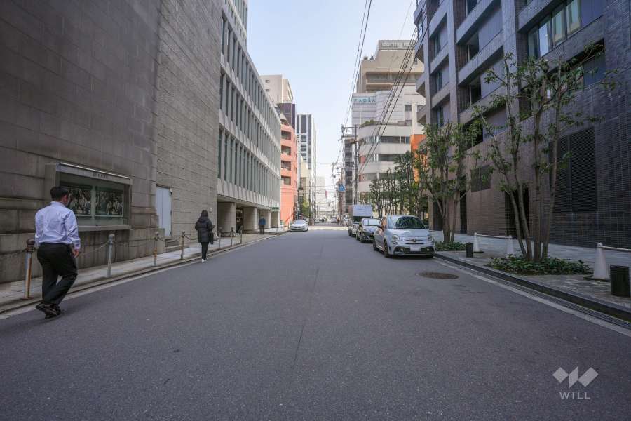 敷地北東側の前面道路（北西側から）