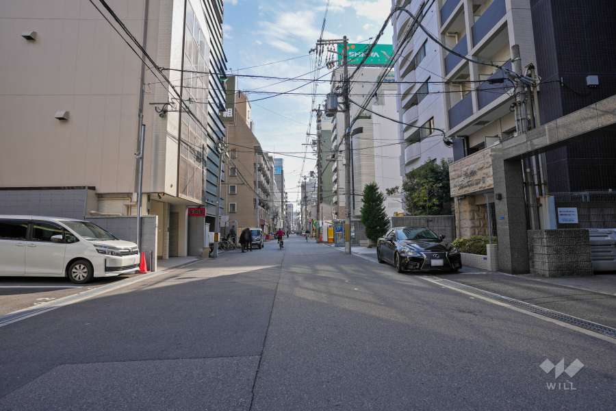 敷地東側の前面道路（北側から）