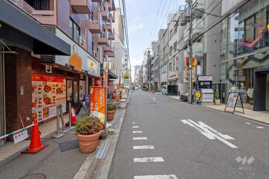 敷地東側の前面道路（南側から）