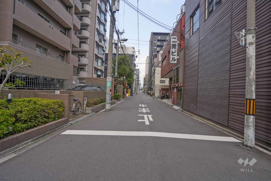 敷地東側の前面道路（南側から）