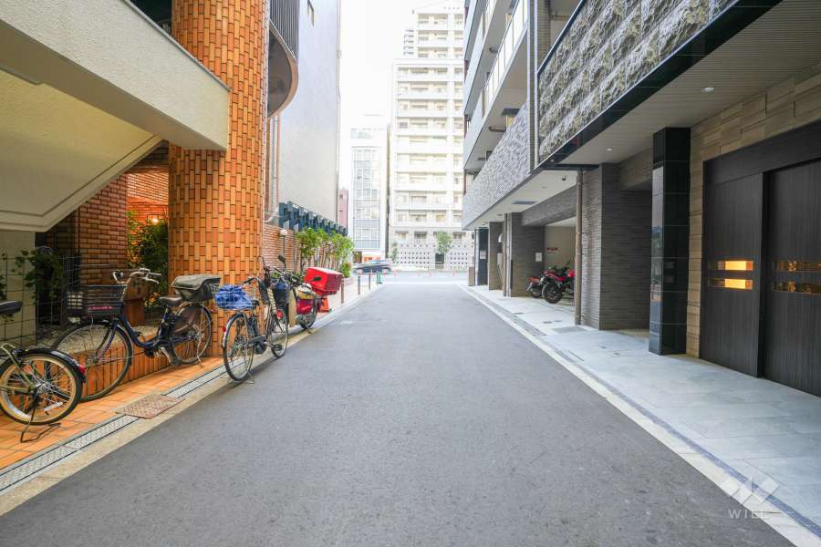 敷地の北側前面道路（東側から）