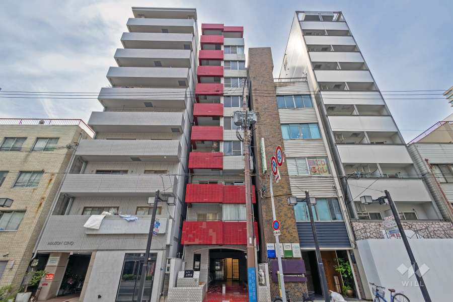 ハイツ上町台の外観（東側から）