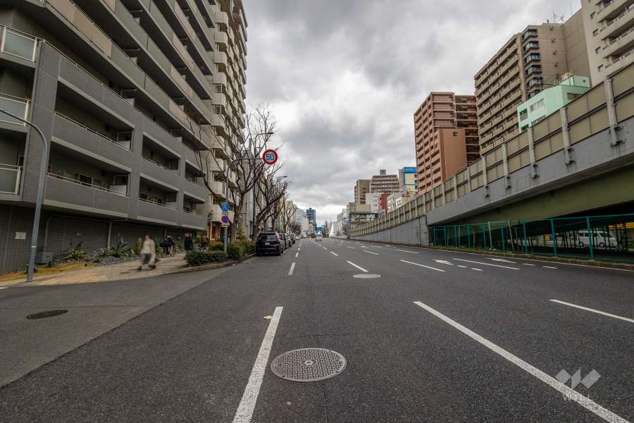 敷地南側の前面道路（西側から）