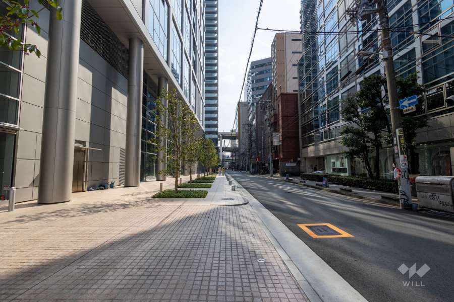 敷地西側の前面道路（北側から）