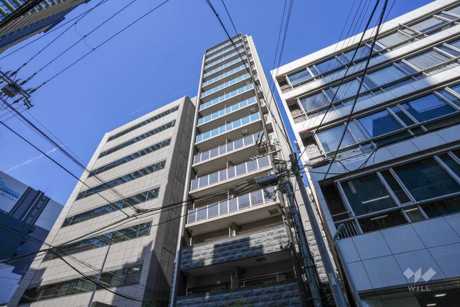 プレサンスロジェ堺筋本町の外観（南東側から）