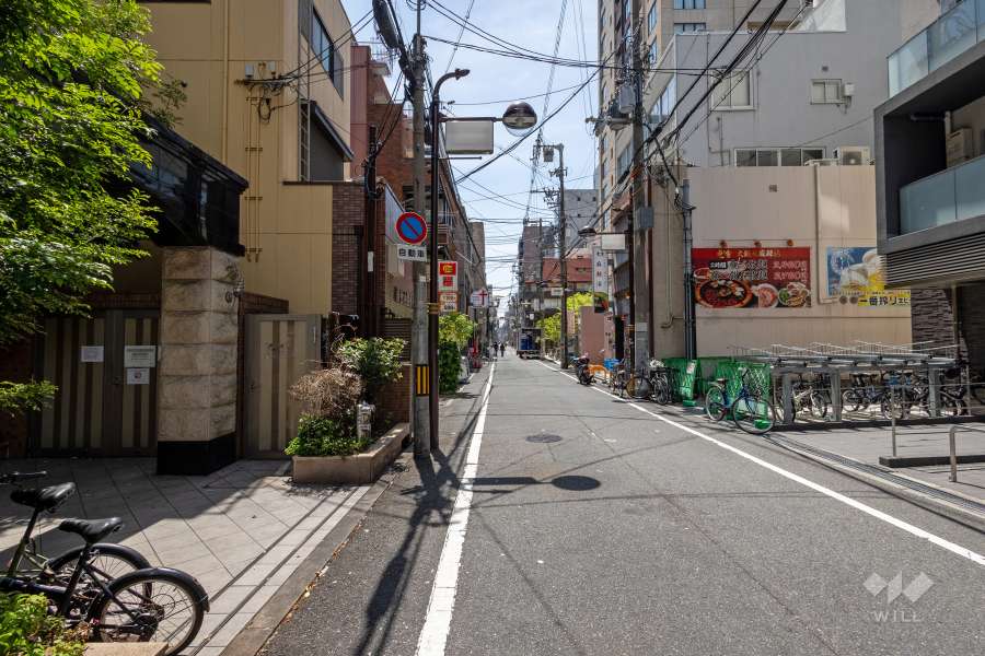 敷地の西側前面道路（北側から）