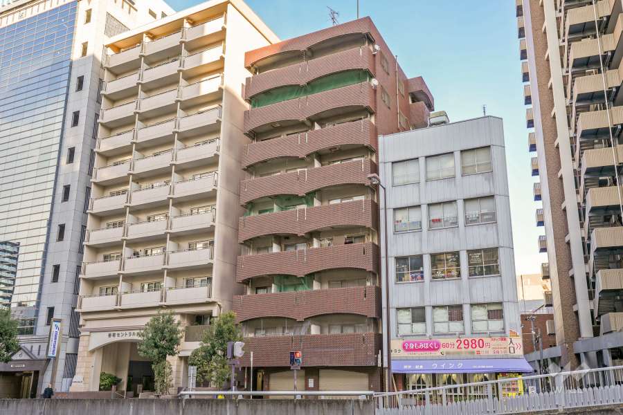 フローレンス谷町の外観（南西側から）