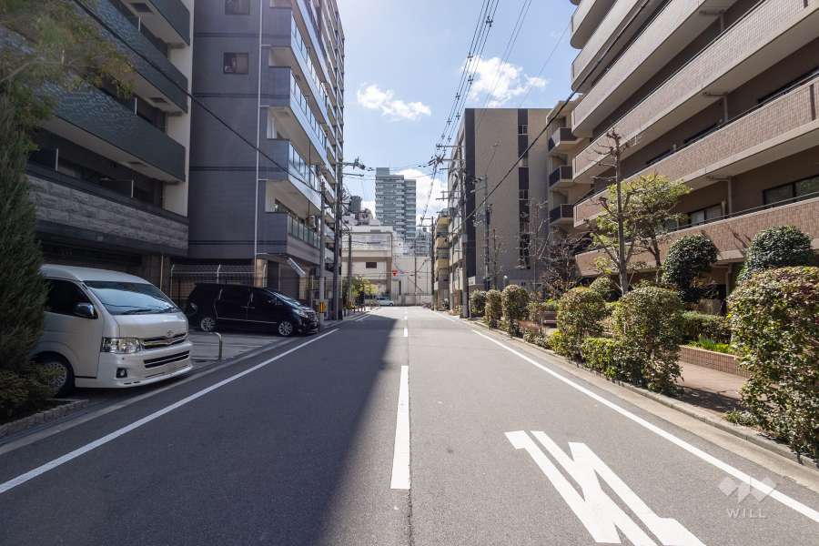 敷地東側の前面道路（北側から）
