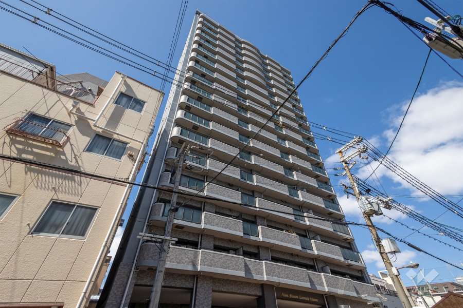 ライオンズマンション谷町9丁目の外観（南東側から）