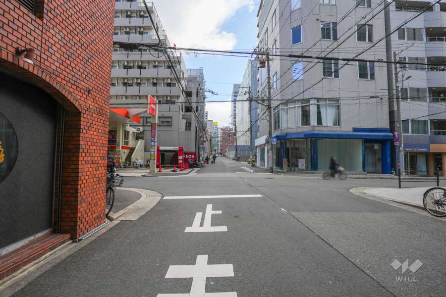敷地の南側前面道路（西側から）