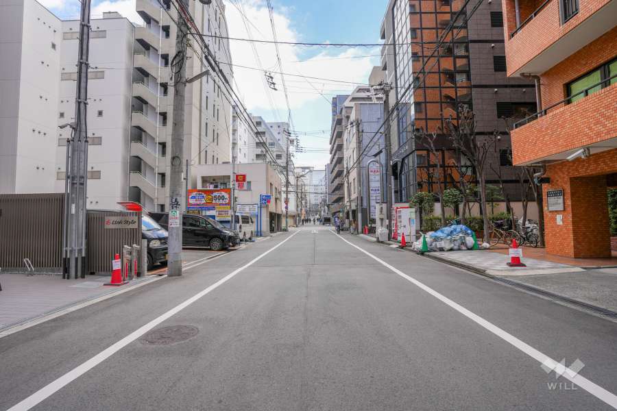 敷地の北側前面道路（西側から）