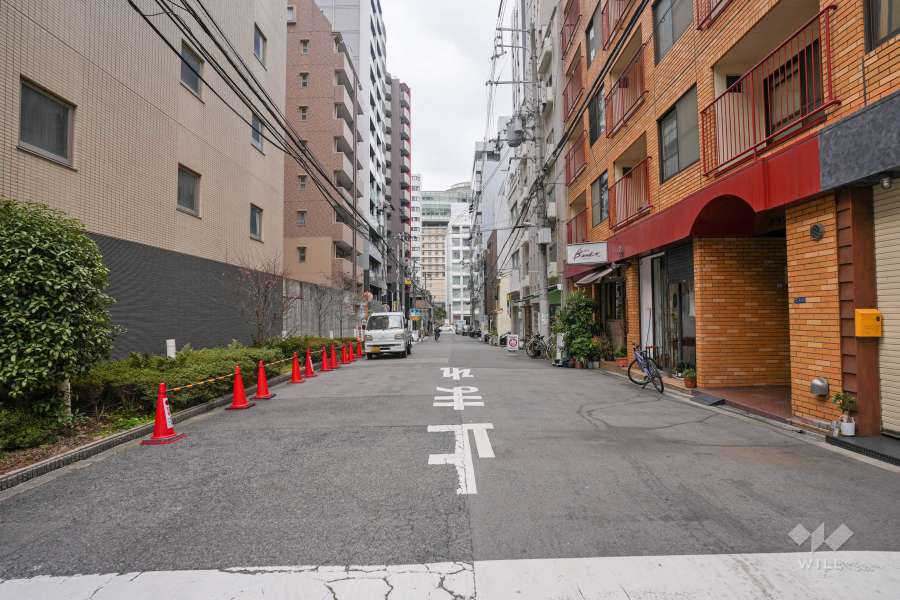 敷地の北側前面道路（東側から）