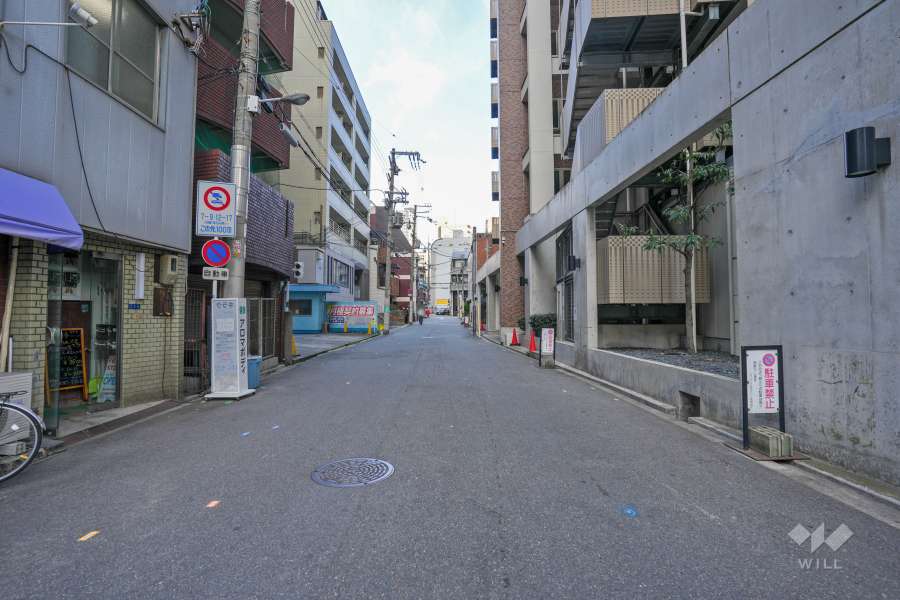 敷地北側の前面道路（西側から）