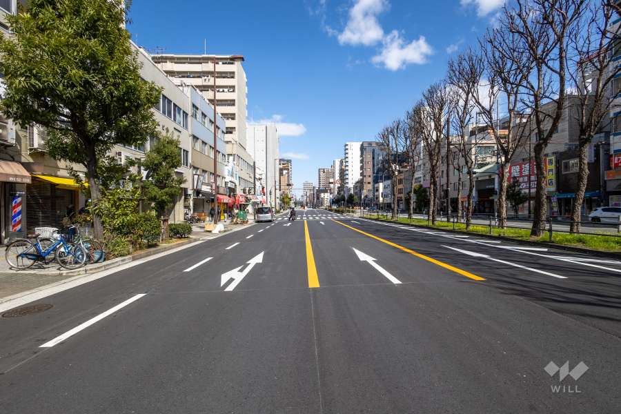 敷地の東側前面道路（南側から）