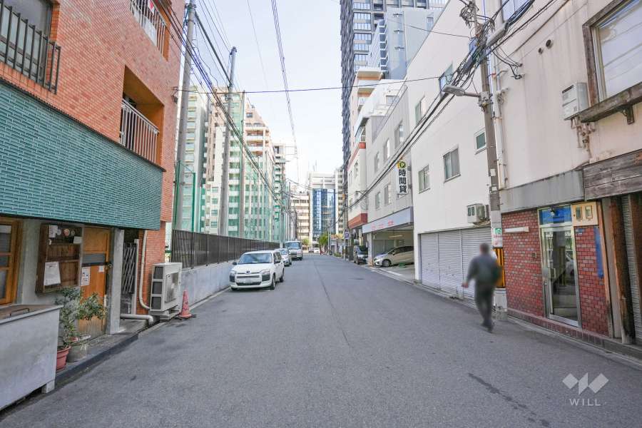敷地南側の前面道路（西側から）