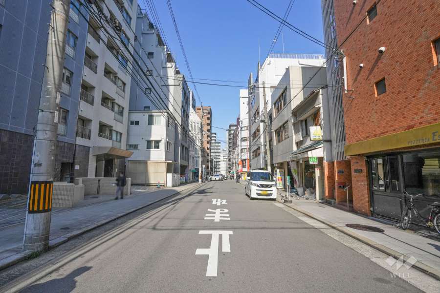 敷地西側の前面道路（南側から）