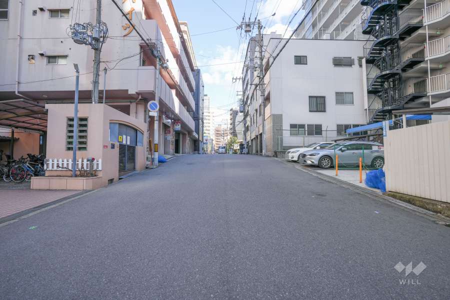 敷地の南側前面道路（西側から）