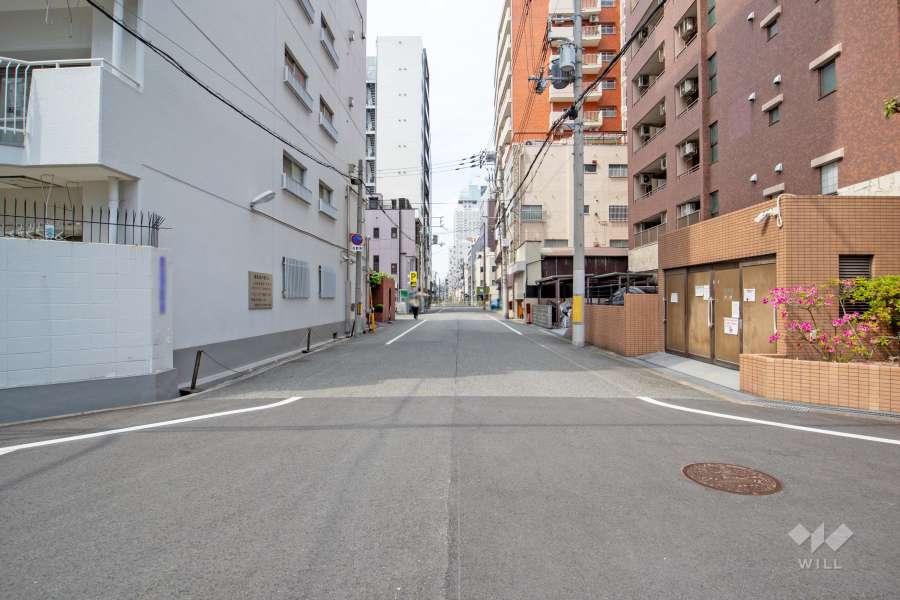 敷地東側の前面道路（南側から）