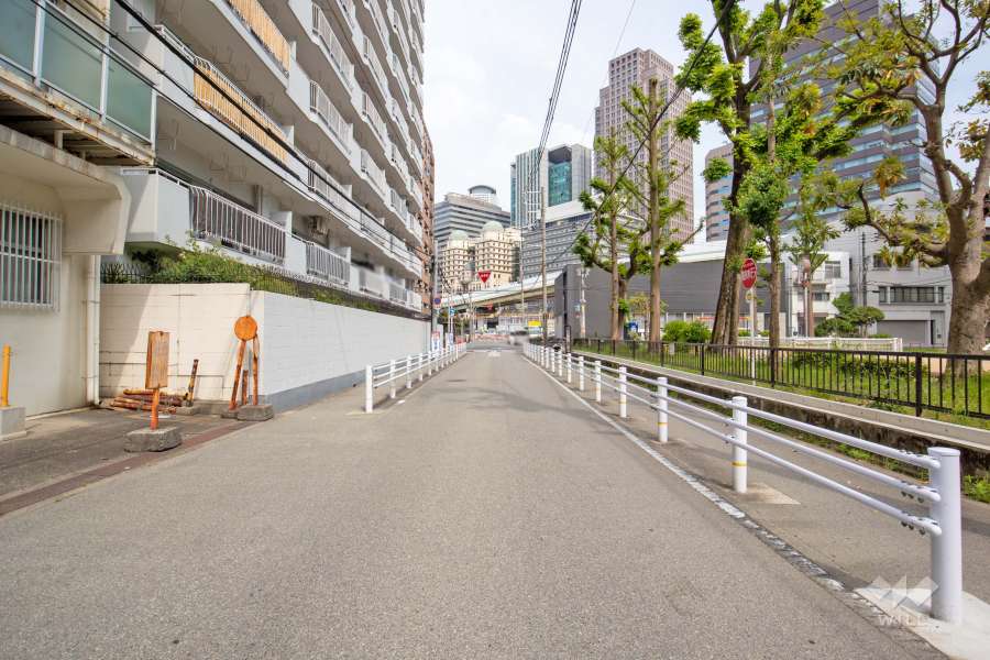 敷地南側の前面道路（西側から）