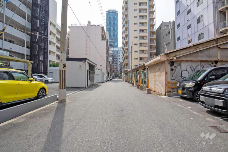 敷地北側の前面道路（西側から）