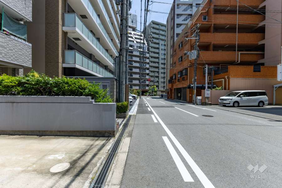 敷地の南側前面道路（西側から）