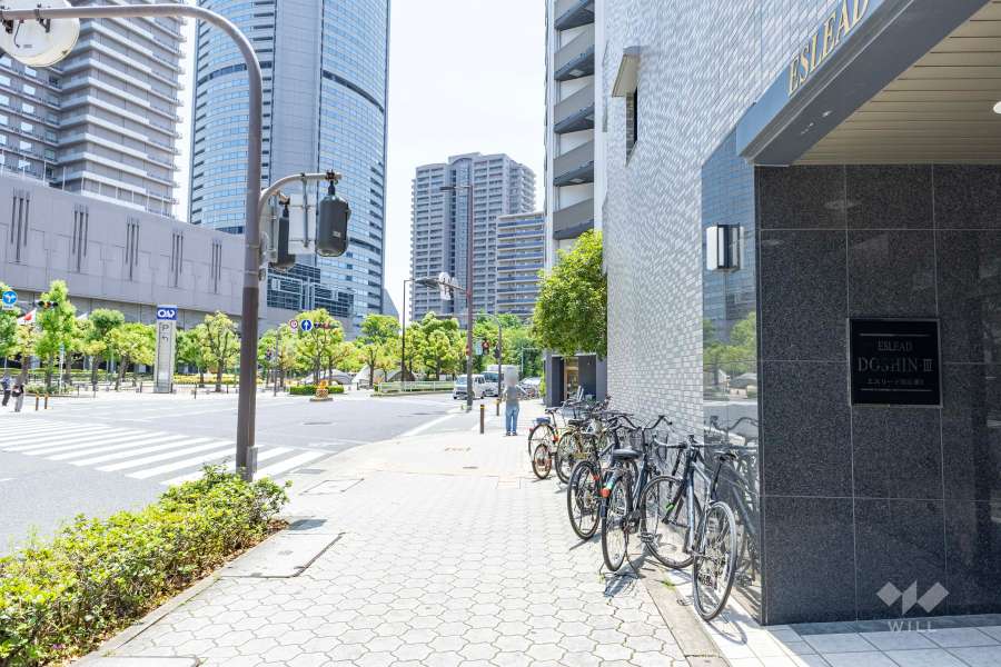 敷地東側の前面道路（北側から）