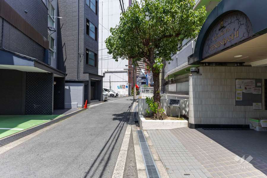 敷地南西側の前面道路（南東側から）