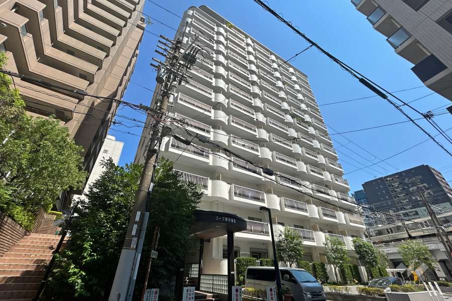 コープ野村梅田A棟の外観（南西側から）