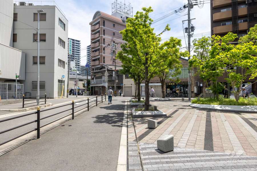 敷地の北側前面道路（西側から）