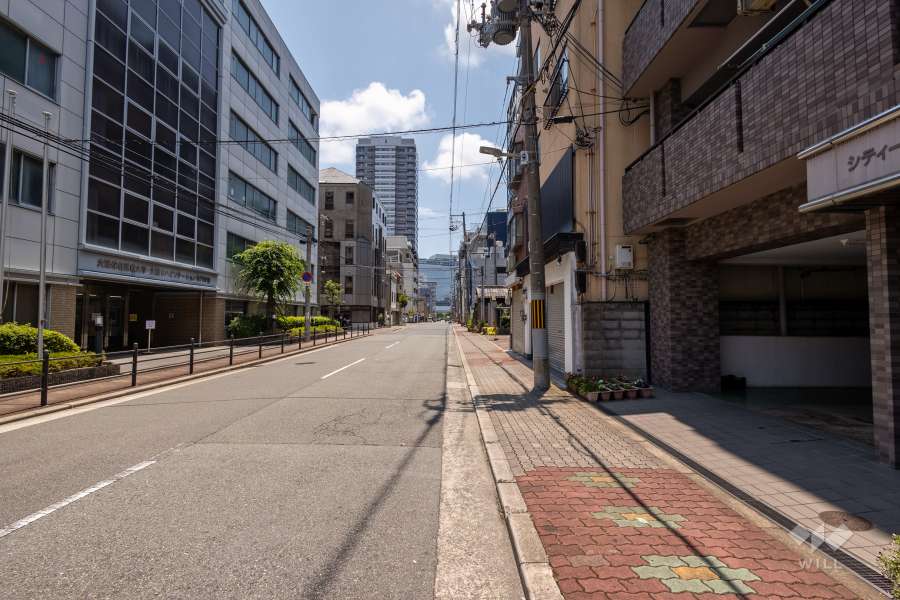 敷地東側の前面道路（北側から）