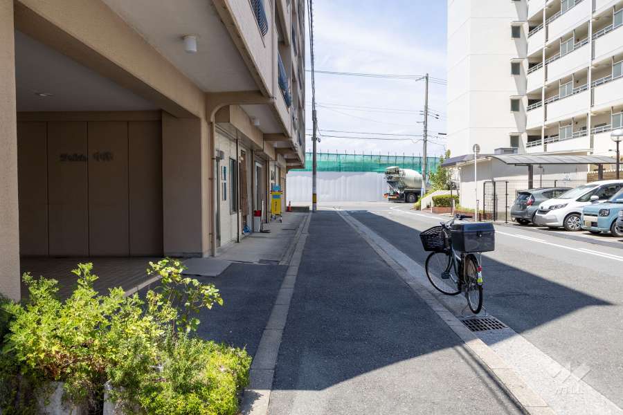 敷地の東側前面道路（南側から）