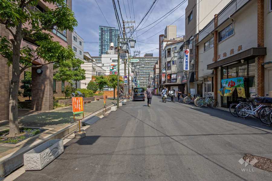 敷地の南側前面道路（西側から）